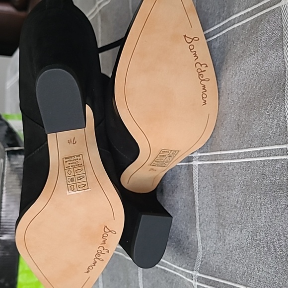 𝅺Sam Edelman Niomi Nubuck Booties Black Western Style Pull On size 7.5 - Picture 4 of 6